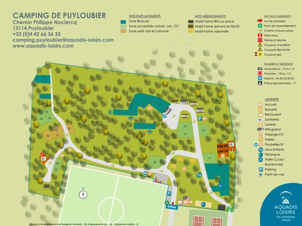 camping municipal de Puyloubier plan